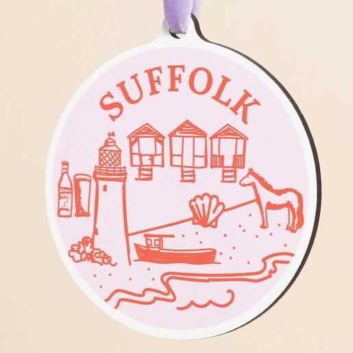 Close Up ofSuffolk Wooden Hanging Sketch Decoration