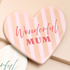 Wonderful Mum Stripe Heart Pink Coaster