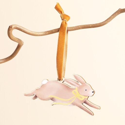 A hanging decoration shaped like a rabbit