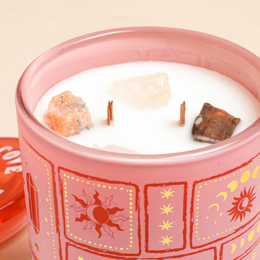 Close Up of North Muse Crystal Cove Mystic Rose Candle