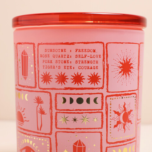 Close Up of North Muse Crystal Cove Mystic Rose Candle