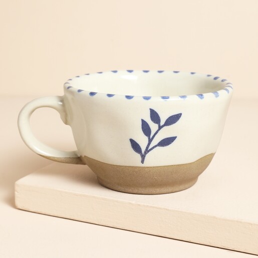 Meanwhile Handpainted Ink Botanic Tea Cup 