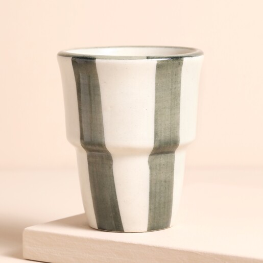 MeanWhile Washed Stripe Coffee Beaker In Forest MeanWhile Washed Stripe Coffee Beaker In Forest
