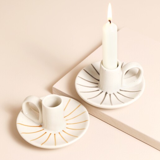 MeanWhile Wee Willy Winkee Candle Holder In Ginger Pinstripe