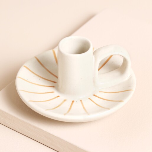 MeanWhile Wee Willy Winkee Candle Holder In Ginger Pinstripe