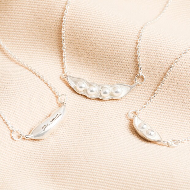Personalised Sterling Silver Peas in a Pod Necklace