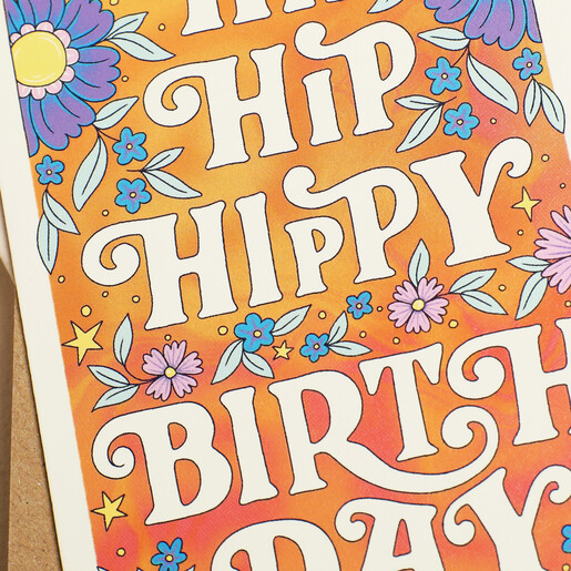 Close Up of the Ohh Deer Hip Hip Hippy Birthday Card