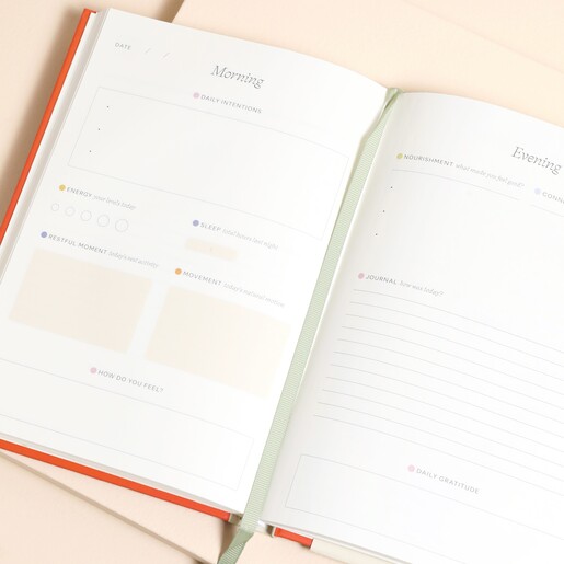 Papier Slow Down Wellness Journal inside of book