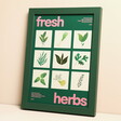 Proper Good Fresh Herbs Green Framed A4 Print on a neutral background