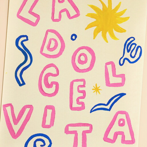 Proper Good La Dolce Vita Hand Painted A3 Print