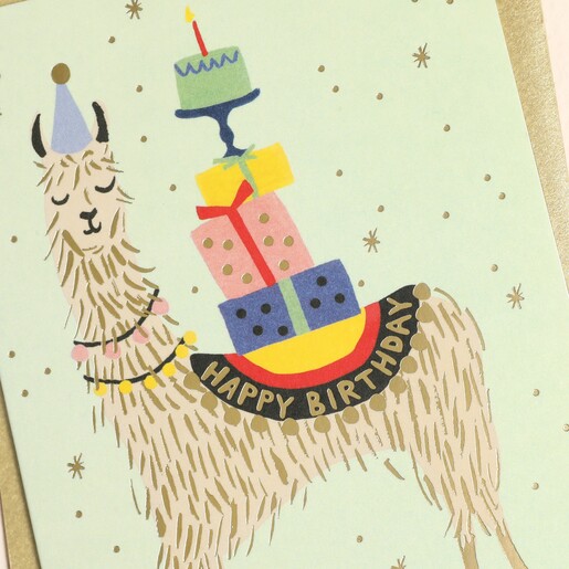 Close Up of Rifle Paper Co. Llama Birthday Card