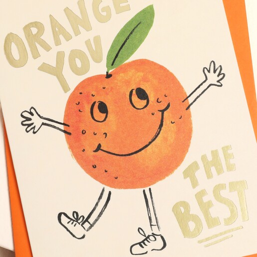 Close Up of Rifle Paper Co. Orange You The Best Greetings Card