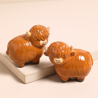 Sass & Belle Highland Cow Salt & Pepper Set