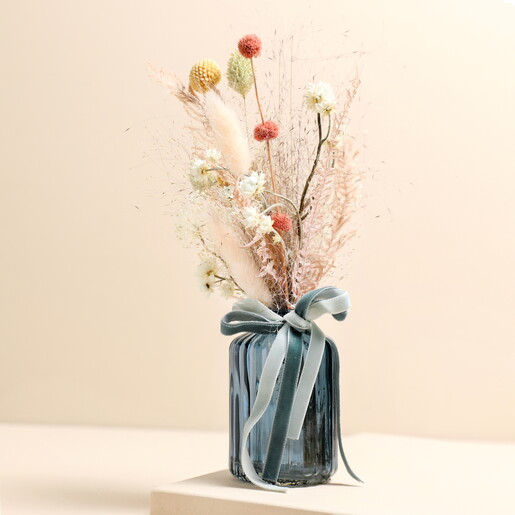 Peach Sorbet Dried Flowers with Vase