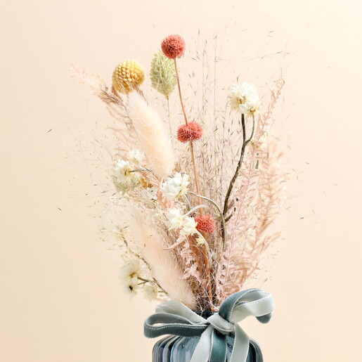 Peach Sorbet Dried Flowers with Vase