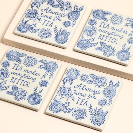 Sass & Belle Set of 4 Blue Willow Coasters