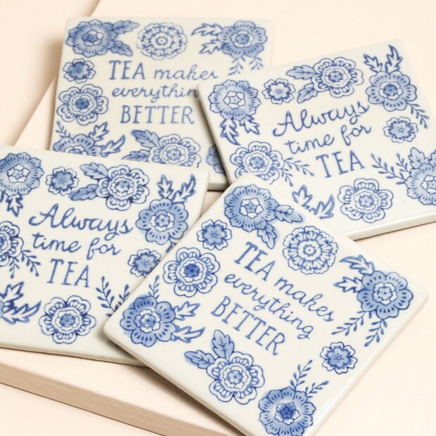 Sass & Belle Set of 4 Blue Willow Coasters Sass & Belle Set of 4 Blue Willow Coasters