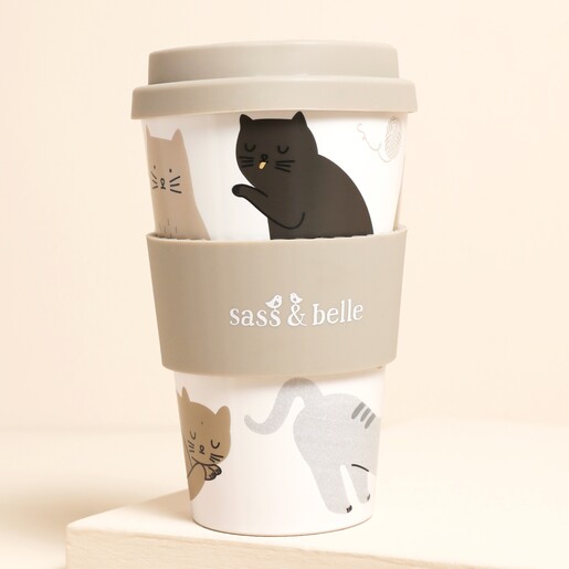 A cat-inspired travel coffee cup from Sass & Belle