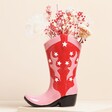 Sass & Belle Cowboy Boot Pink and Red Vase