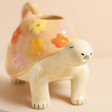 Front View of Floral Tortoise Ceramic Watering Can