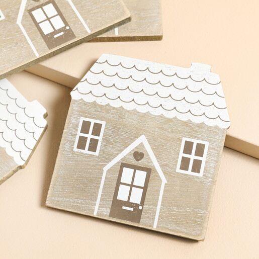 Close Up of Set of 4 House Coasters