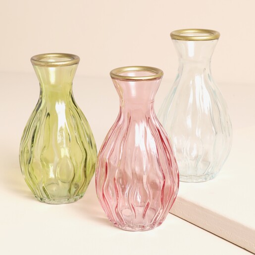 Sass & Belle Gold Rimmed Glass Bud Vase