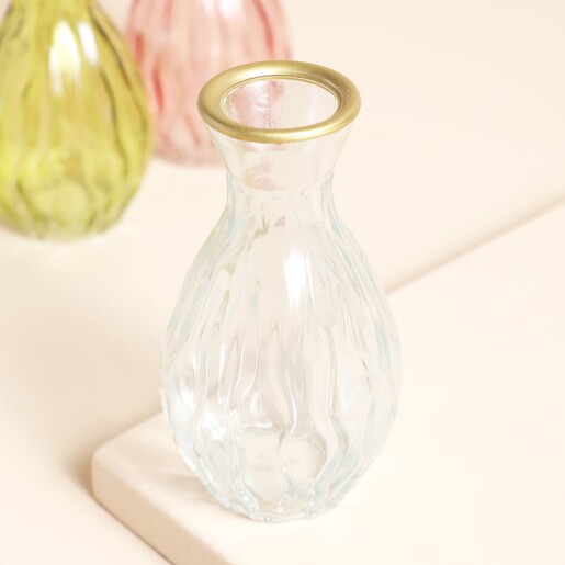 Sass & Belle Gold Rimmed Glass Bud Vase