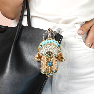 Beaded Hamsa Hand Keyring and Bag Charm