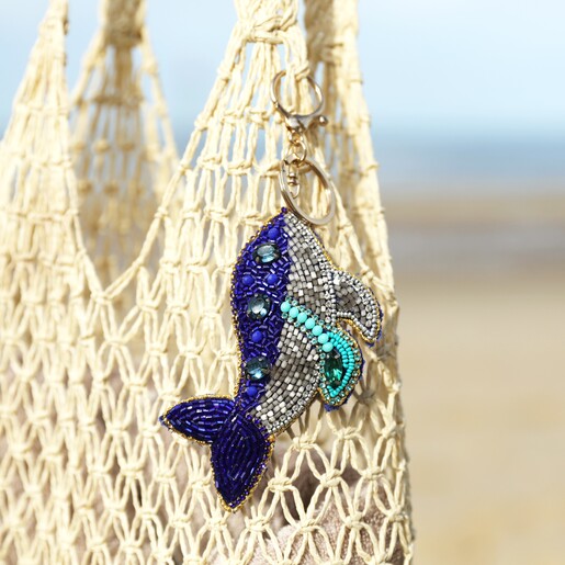 Beaded Whale Keyring and Bag Charm