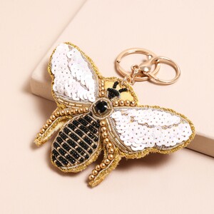 Beaded Bee Keyring and Bag Charm