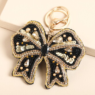 Beaded Bow Keyring and Bag Charm