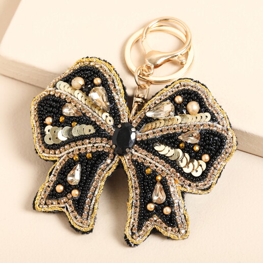 Beaded Bow Keyring and Bag Charm