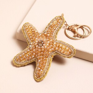 Beaded Starfish Keyring and Bag Charm