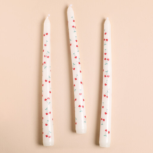 Set of 3 Heart Cherry Taper Candles