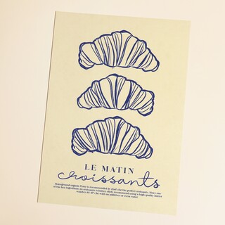 SimplyExtraJordanary Croissant Breakfast Blue A3 Print