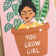 Sakina Saidi You Grow Girl Card with a brown envelope on a neutral background