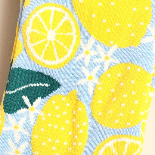 Close Up of Sock Talk Lemon Tree Bamboo Socks in Blue