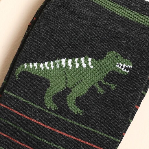 Sock Talk Men's T-Rex Stripe Bamboo Socks in Black