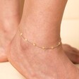 Model Wearing Stainless Steel Starry Anklet in Gold