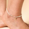 Stainless Steel Dolphin Charm Shell Beaded Anklet in Gold