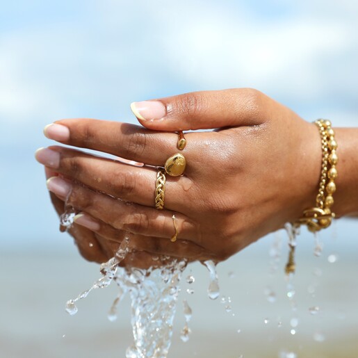 Gold Stainless Steel Braided Band Ring