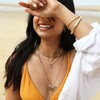 Stainless Steel Fringe Pendant Long Necklace in Gold