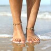 Stainless Steel Double Layer Sun Charm Pastel Beaded Anklet in GoldStainless Steel Double Layer Sun Charm Pastel Beaded Anklet in Gold