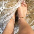 Stainless Steel Double Layer Sun Charm Pastel Beaded Anklet in Gold