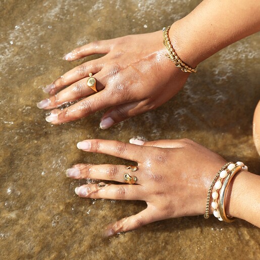 Stainless Steel Open Wave Adjustable Ring in Gold Stainless Steel Open Wave Adjustable Ring in Gold