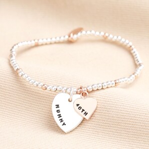 Personalised 40th Birthday Rose Gold and Silver Bead Bracelet