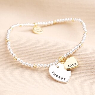 Personalised 50th Birthday Gold and Silver Bead Bracelet