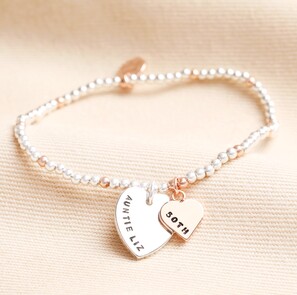 Personalised 50th Birthday Rose Gold and Silver Bead Bracelet