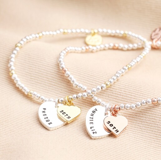 Variants of Personalised 50th Birthday Rose Bead Bracelet