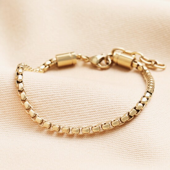 Stainless Steel Box Chain Bracelet in Gold